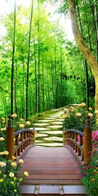 竹林小道玄关壁画