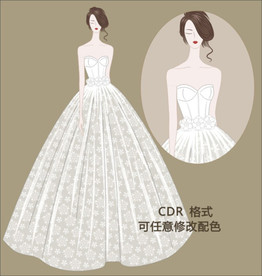 白色婚纱抹胸礼服连衣裙