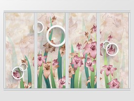 3D立体中国风水墨花卉移门