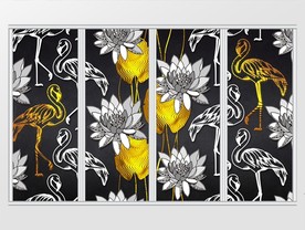 现代简约黑金底纹线条火烈鸟移门