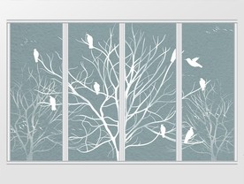 现代简约清新树林树木移门