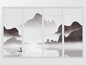 新中式简约抽象中式移门