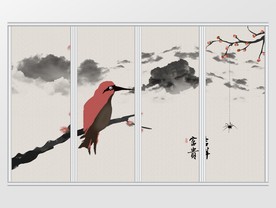 中国风水墨富贵吉祥古风写意移门