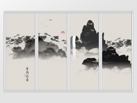 中国风意境山水宁静致远移门