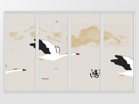 中式古风鸿运当头移门