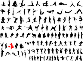 各种职业人物剪影武术体操足球瑜
