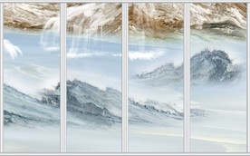 大理石纹蓝色风情艺术移门