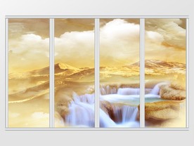 大理石纹山水移门