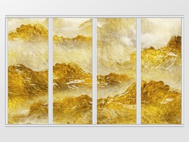 金色新中式抽象山水移门