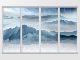 新中式抽象写意山水风情画移门
