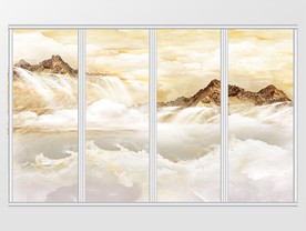 新中式大理石纹山水移门