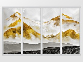 新中式定制山水金色移门