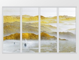 新中式山水创意流云移门