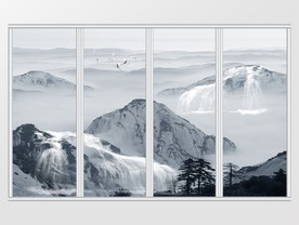 新中式山水石纹移门