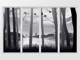 新中式现代抽象山水移门