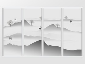 中式山水艺术抽象移门