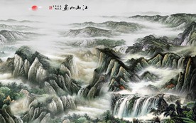 大型江山如画山水背景墙壁纸