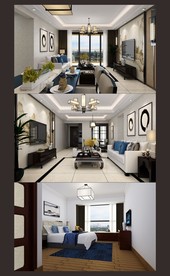 商品房客厅与主人房装修效果图