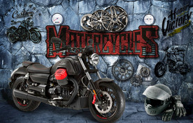 3D立体超酷摩托车背景墙