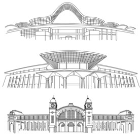 武汉火车站高清矢量图
