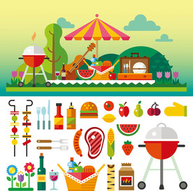 烧烤派对矢量插画