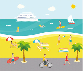 海边度假矢量插画