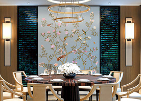 中式背景墙纸样机