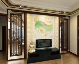 现代中式背景墙样机