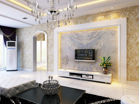 客厅电视墙纸样机