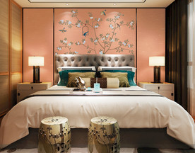 床头背景墙画样机图