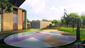 特色篮球场效果图PSD