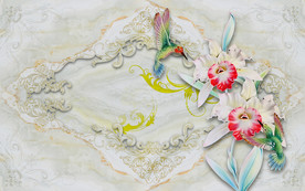 欧式花鸟云石电视背景