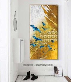 新中式金色玄关飞鸟装饰画