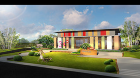 售楼部简约景观绿化效果图