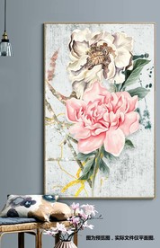 北欧田园风牡丹花卉装饰无框画