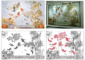 富贵平安 牡丹 竹子 正反雕