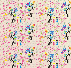 树 矢量 无缝印花