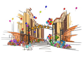 手绘地产商业插画