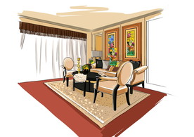 手绘室内豪装插画