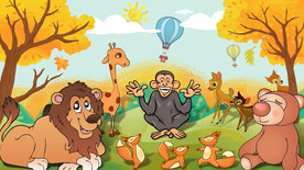 手绘卡通动物秋天背景