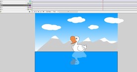 水中游泳的鹅和它倒影6秒