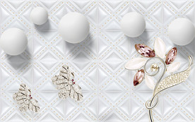 3D立体圆球珠宝背景墙装饰画