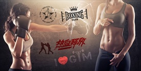 拳击健身背景墙装饰画