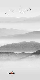 抽象水墨山水远山装饰画挂画