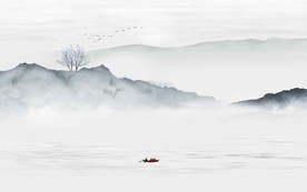 大型中国风禅意意境水墨山水画