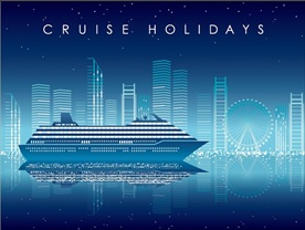 原创创意城市轮船线绘背景