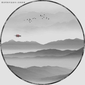 高清水墨山水画装饰画挂画