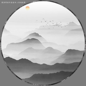 高清水墨山水画装饰画