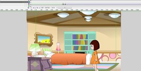 一个女孩在卧室里走动画面18秒