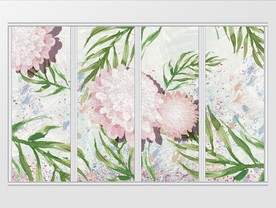 现代大气唯美简约手绘花卉叶移门